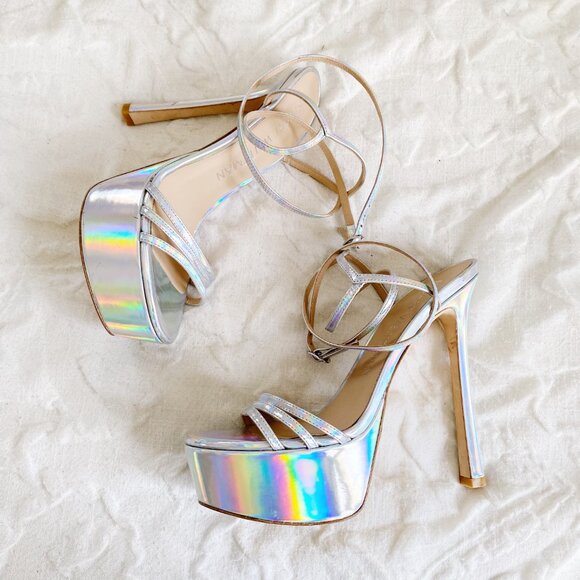 Stuart Weitzman Soiree Iridiscent Platform Sandals Size 9 - Picture 13 of 14